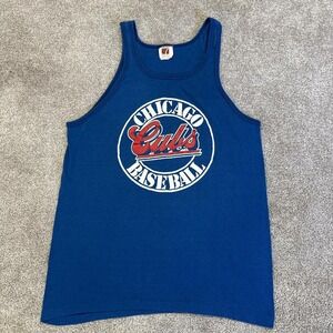 Vintage 90s Chicago Cubs Baseball Tank Top USA Made MLB Graphic